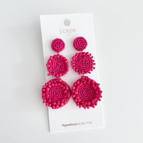 J. Crew Factory Beaded Statement Earrings (Wild Berry) - Picture 3 of 3